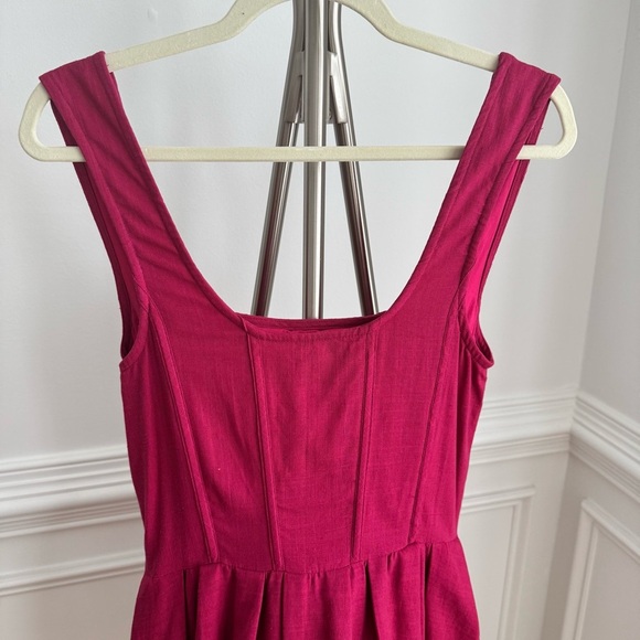 AURETA STUDIO Anthropologie Corset Bubble Dress with Pockets in Raspberry Size 6 - Picture 8 of 11